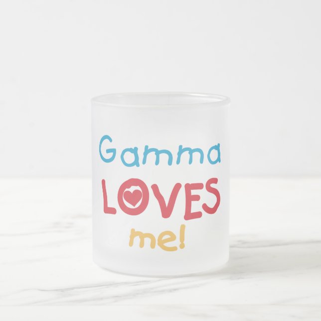 Gamma Loves Me T-shirts and Gifts Frosted Glass Coffee Mug (Center)