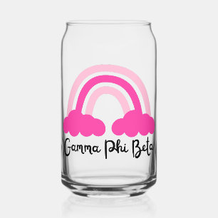 Gamma Phi Beta Sorority Pink Rainbow Can Glass