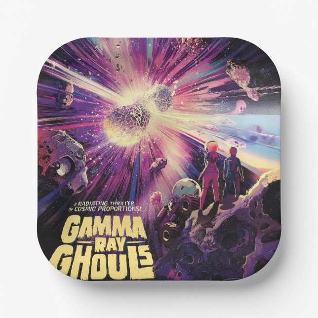 Gamma Ray Burst Pulsars Kilonova Cosmic Collision Paper Plate (Front)