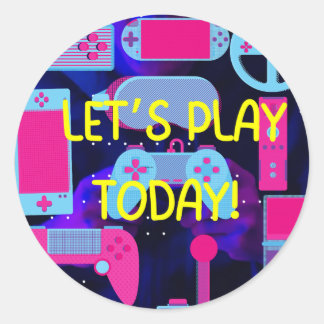 gammer lets play classic round sticker