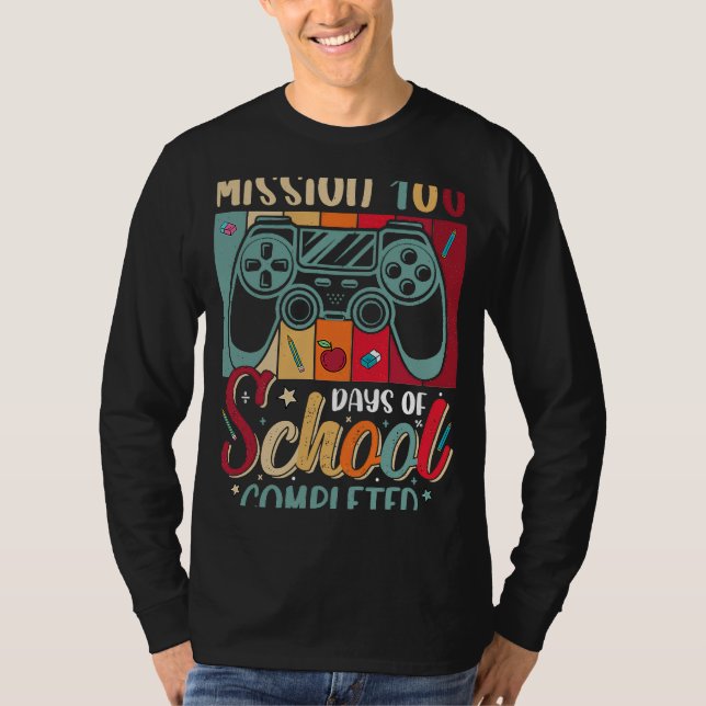 Gamming boy controller Mission 100 days of school  T-Shirt (Front)