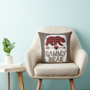 Gammy Bear Christmas Pajama Red Plaid Buffalo Fami Cushion