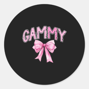 Gammy birthday girl matching coquette pink bow classic round sticker