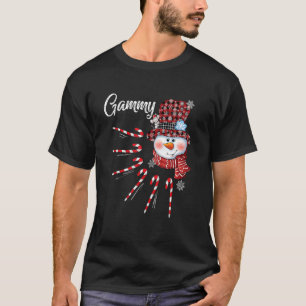 Gammy Snowman Candy Cane Christmas Red Plaid Hat T-Shirt