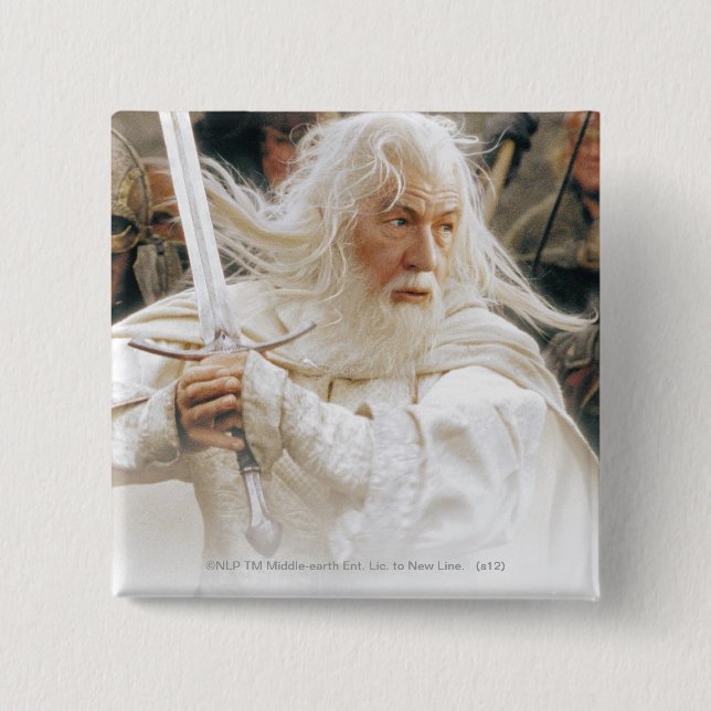 GANDALF™ Fight with Sword 15 Cm Square Badge (Front)