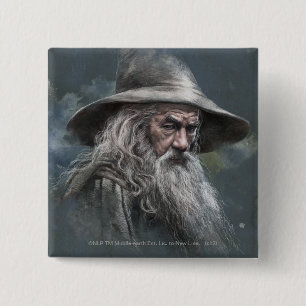 Gandalf Illustration 15 Cm Square Badge