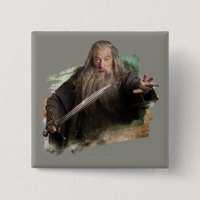 Gandalf With Sword 15 Cm Square Badge (Front)