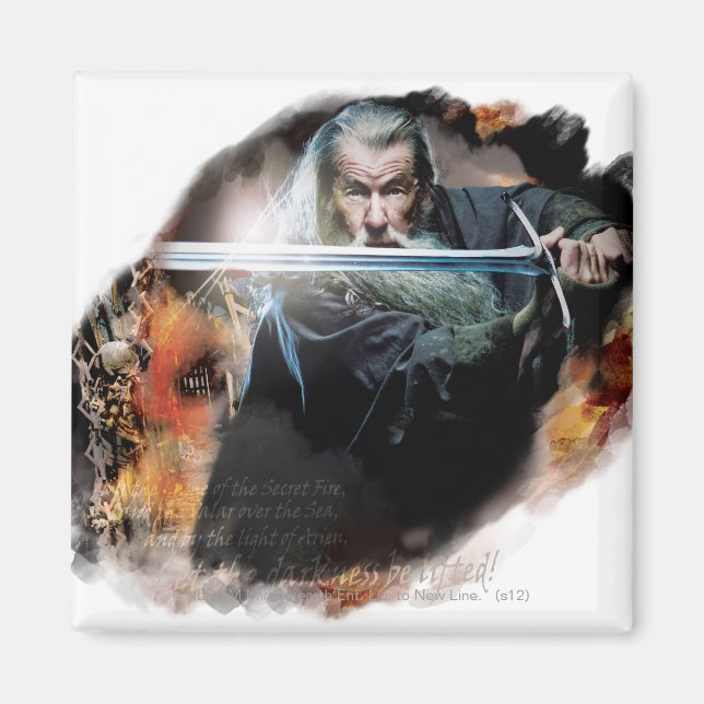Gandalf With Sword In Battle Magnet (Front)