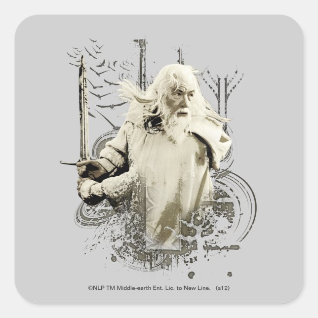 GANDALF™ with Sword Vector Collage Square Sticker (Front)