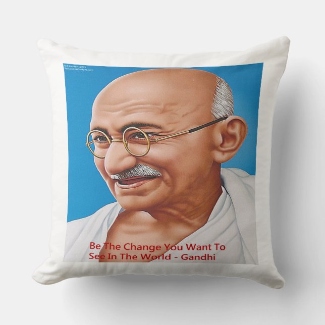 Gandhi & Be The Change Quote Jumbo Cotton Pillow (Front)