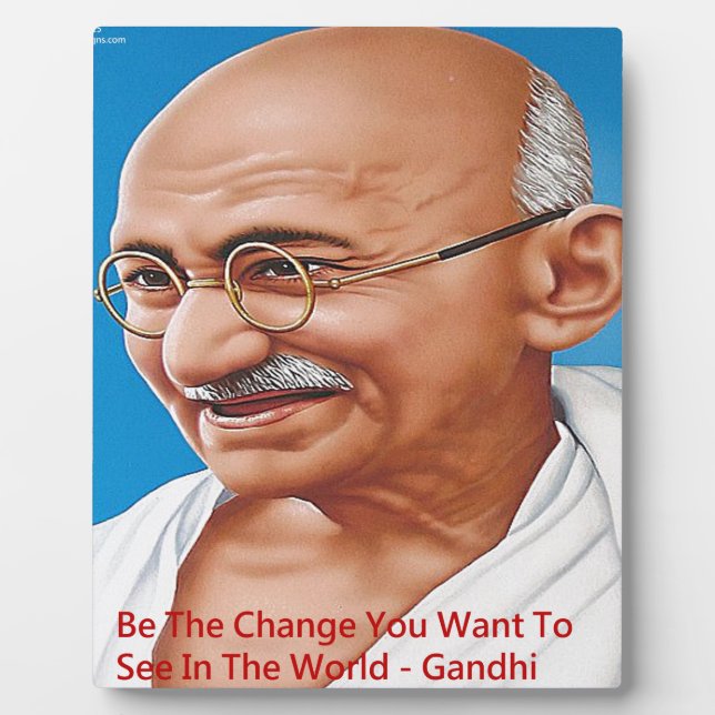 Gandhi & Be The Change Quote Plaque (Front)