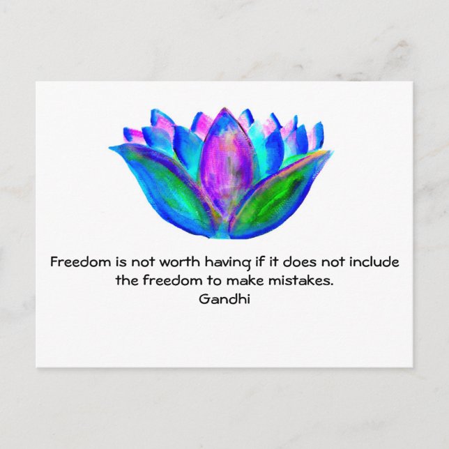 Gandhi Freedom Quote With Lotus Blossom Photo Postcard (Front)