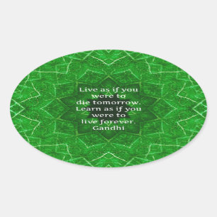 Gandhi Inspirational Quote About Learning Oval Sticker