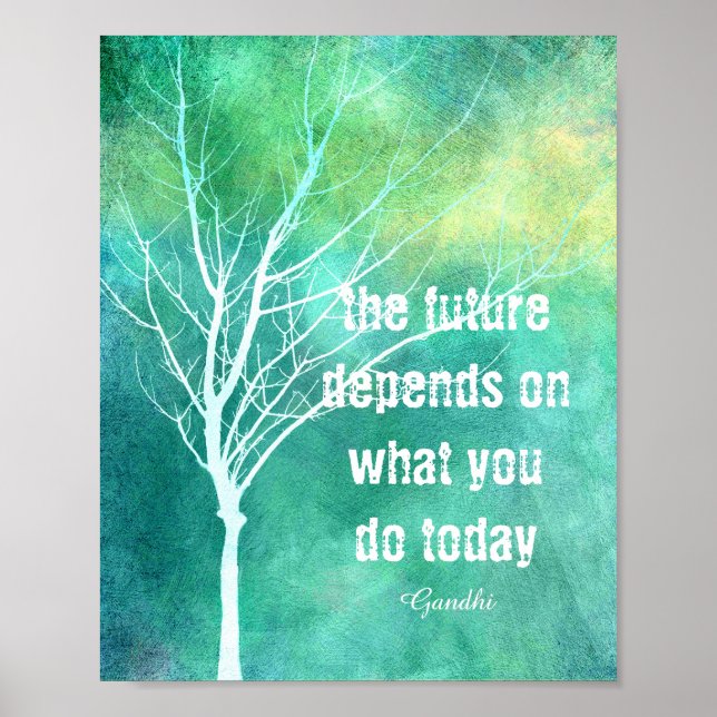 Gandhi motivational quote poster with original art (Front)