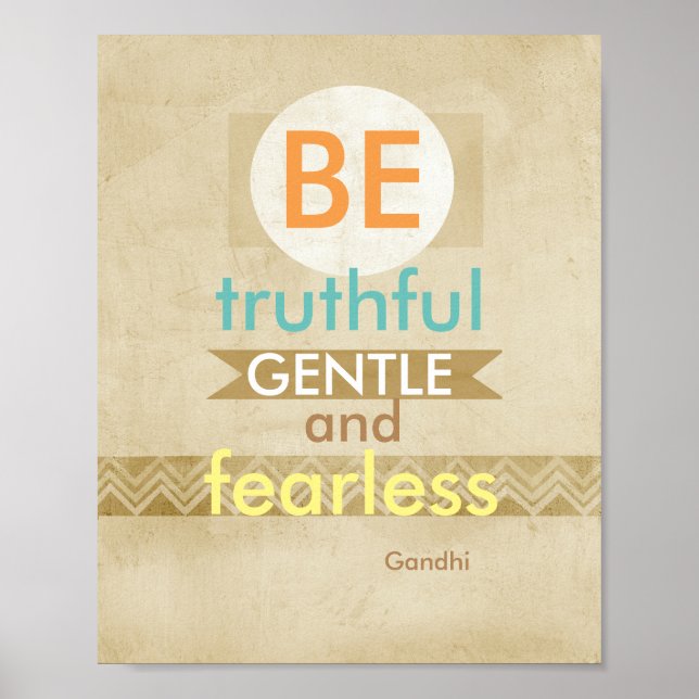 Gandhi poster motivational quote distressed sepia (Front)