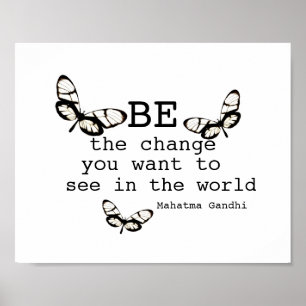 Gandhi quote be the change butterfly art poster