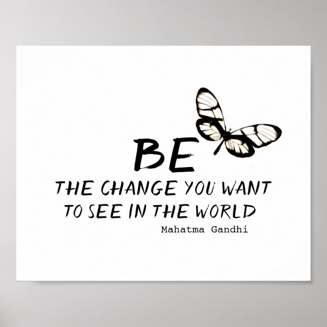 Gandhi quote poster be the change black and white (Front)