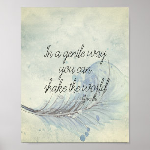 Gandhi quote poster motivational  feather design