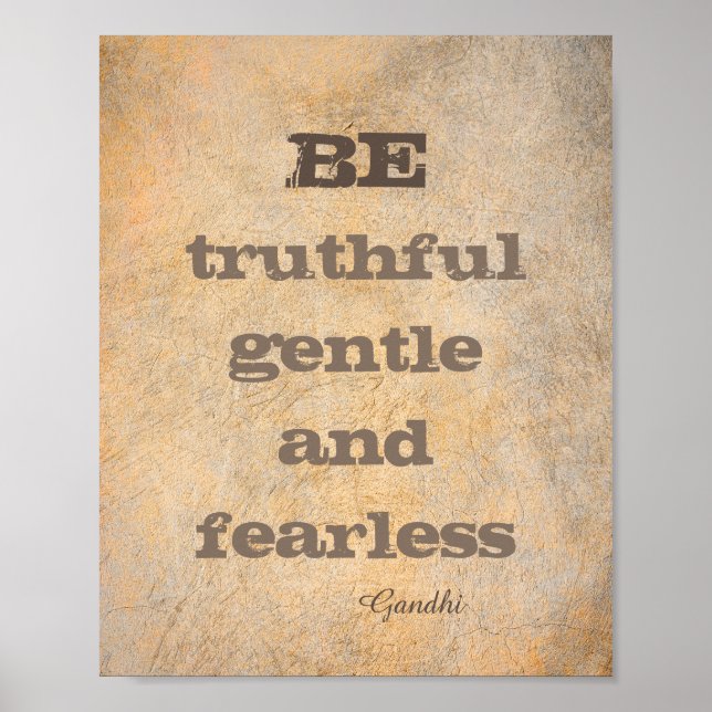 Gandhi quote poster teal sepia distressed wall art (Front)