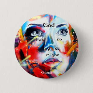 Gandhi Spiritual Quotation God Has No Religion 6 Cm Round Badge