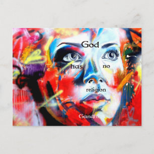 Gandhi Spiritual Quotation God Has No Religion Postcard