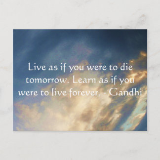 Gandhi Wisdom Quote With Blue Sky clouds Postcard