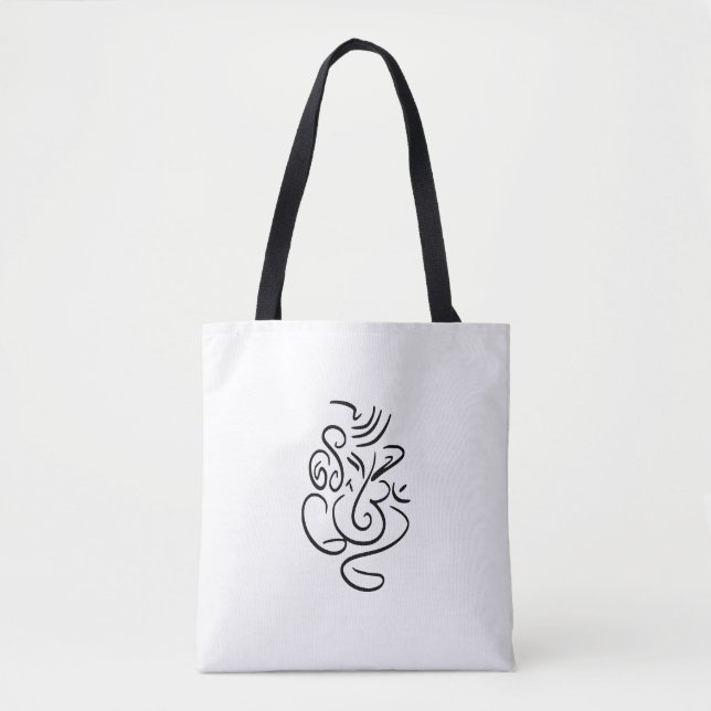 Ganesh & Aum Black Outline Tote Bag (Front)