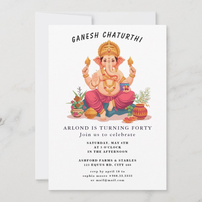 ganesh chaturthi Birthday Invitation (Front)