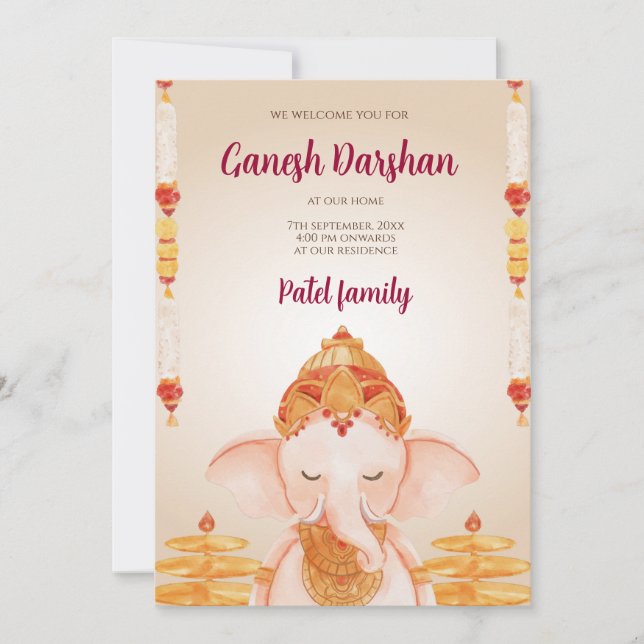 Ganesh Chaturthi card Digital Ganpati invites (Front)