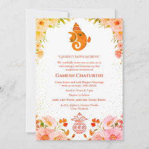 Ganesh Chaturthi Puja Floral Invitation