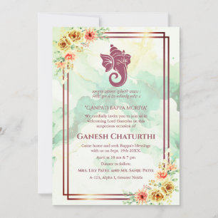 Ganesh Chaturthi Puja Floral Invitation