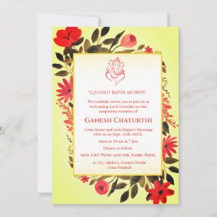 Ganesh Chaturthi Puja Floral Invitation