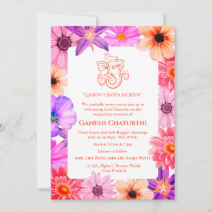 Ganesh Chaturthi Puja Floral Invitation