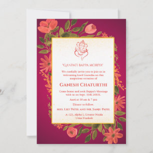 Ganesh Chaturthi Puja Floral Invitation