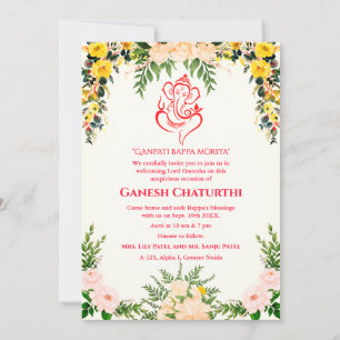 Ganesh Chaturthi Puja Floral Invitation