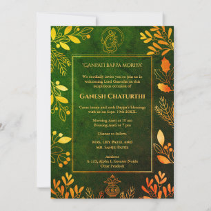 Ganesh Chaturthi Puja Golden Elements Invitation