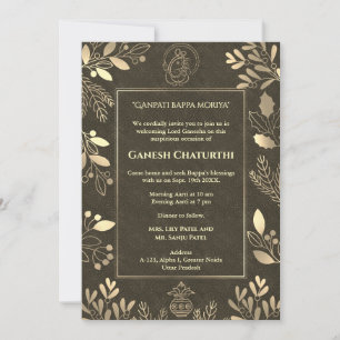 Ganesh Chaturthi Puja Golden Elements Invitation