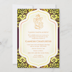 Ganesh Chaturthi Puja Golden Invitation