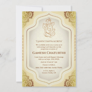 Ganesh Chaturthi Puja Golden Invitation