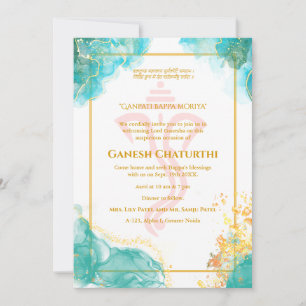 Ganesh Chaturthi Puja Golden Invitation