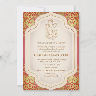 Ganesh Chaturthi Puja Golden Invitation