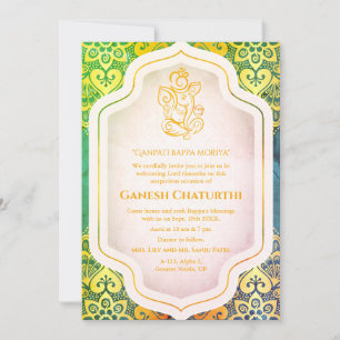 Ganesh Chaturthi Puja Golden Invitation