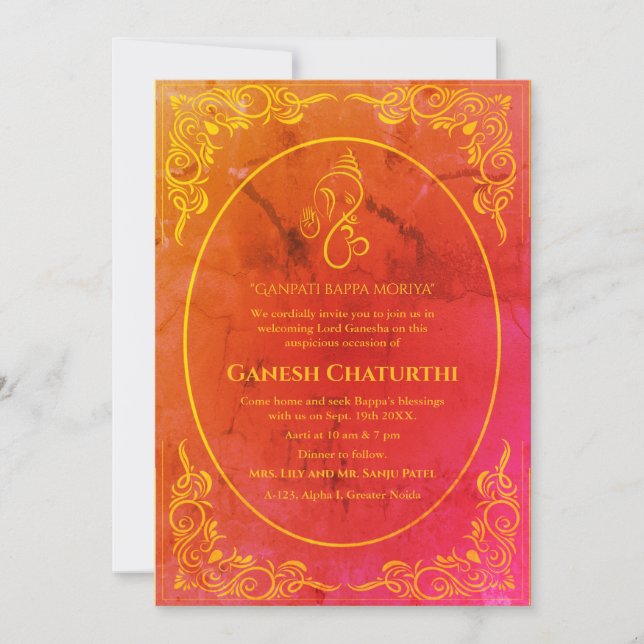 Ganesh Chaturthi Puja  Invitation (Front)