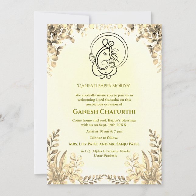 Ganesh Chaturthi Puja Invitation (Front)