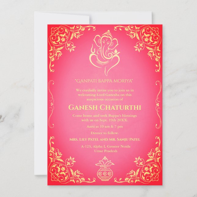 Ganesh Chaturthi Puja Invitation (Front)
