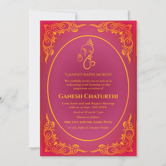 Ganesh Chaturthi Puja  Invitation (Front)