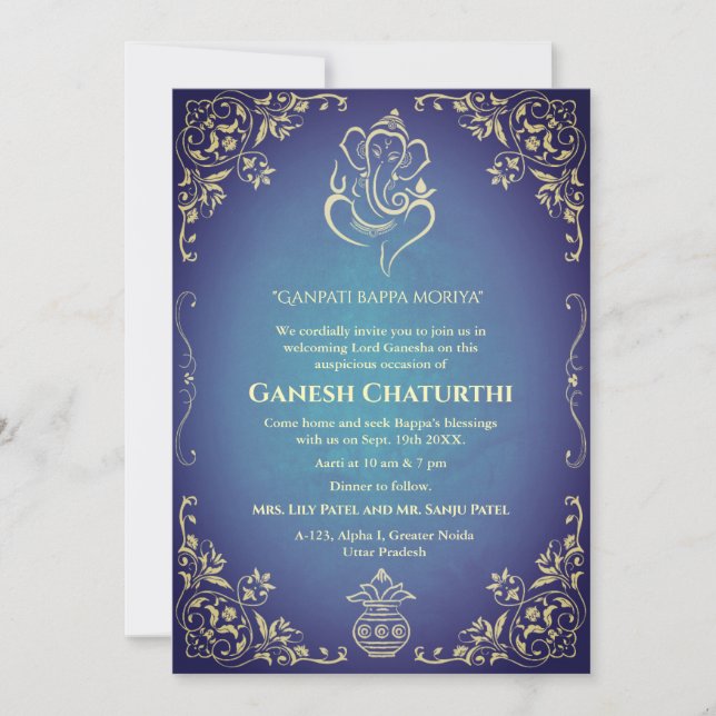 Ganesh Chaturthi Puja Invitation (Front)