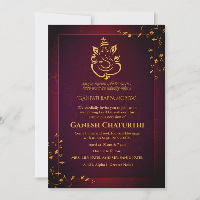 Ganesh Chaturthi Puja Invitation (Front)