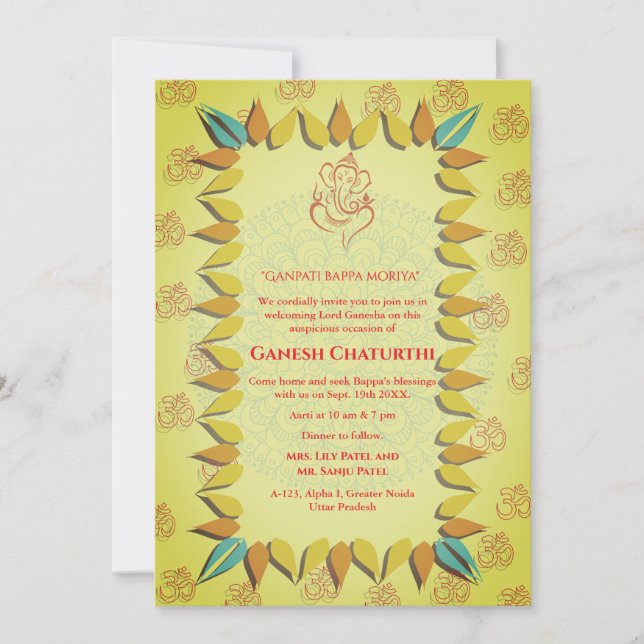Ganesh Chaturthi Puja Invitation (Front)