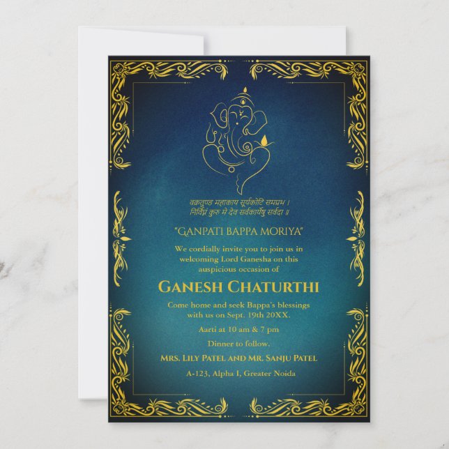 Ganesh Chaturthi Puja Invitation (Front)